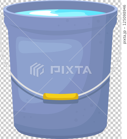 Illustration of a pale blue bucket filled to the brim with water, cartoon style for kids concept 125098946