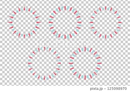 Hand-drawn manga-style speech bubbles (color): circle, flash, red x light blue 125098970