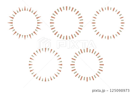 手描きのマンガ風フキダシ（カラー）：正円・フラッシュ・赤×グレー 125098973