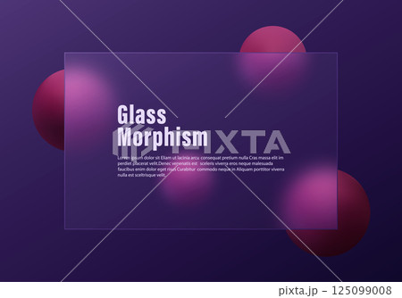 Glass morphism Background with Purple Gradient and Red Spheres 125099008