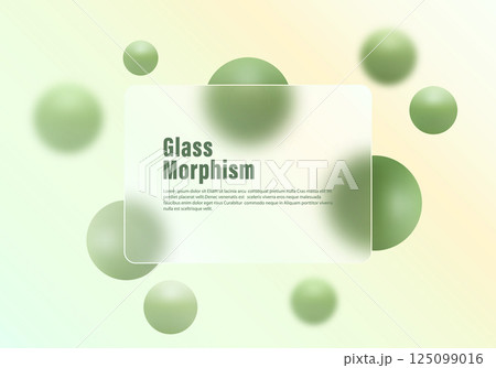 Glass morphism Background with Green Gradient and Floating Spheres 125099016