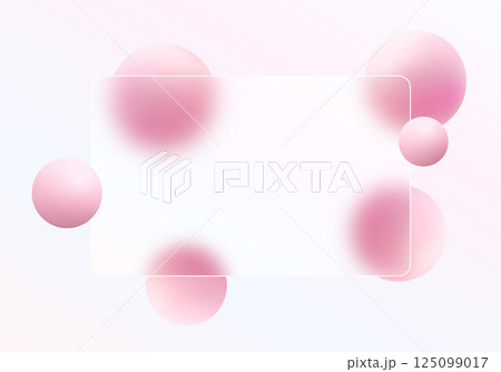 Glass morphism Background with Soft Pink Spheres and Light Panel 125099017