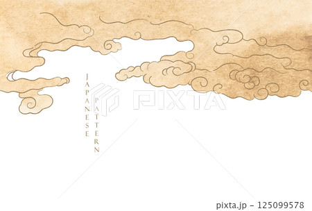 Japanese background with line Chinese cloud pattern vector. Abstract template with geometric wave pattern. Mountain layout design in oriental style 125099578