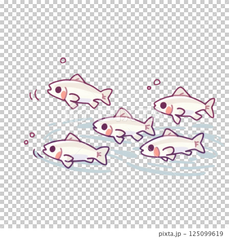 Deformation, illustration of a flock of killifish, no background, icon, material 125099619