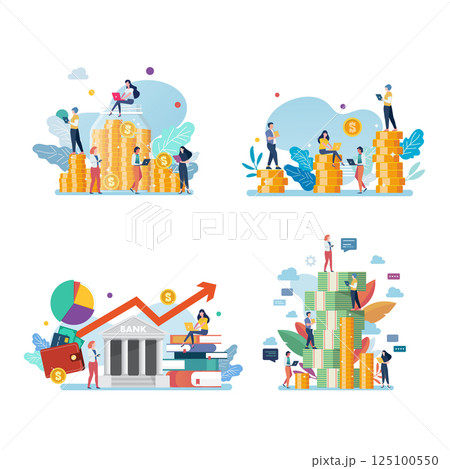 Set of Business concept with miniature people Set of Business concept with miniature people 125100550