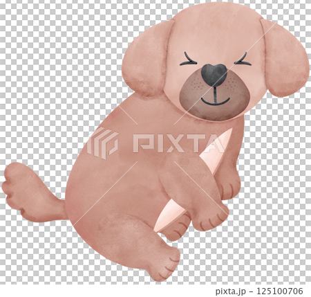 Shih Tzu sticking out his tongue Cartoon Set in watercolor style with Different Pose and Expressions 125100706