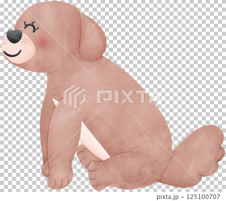 Shih Tzu Dog smiling Cartoon Set in watercolor style with Different Poses and Expressions 125100707