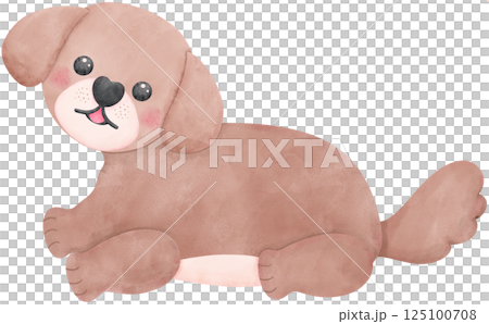 Shih Tzu Dog turns around and smiles Cartoon Set in watercolor style with Different Poses Shih Tzu Dog turns around and smiles Cartoon Set in watercolor style with Different Poses 125100708