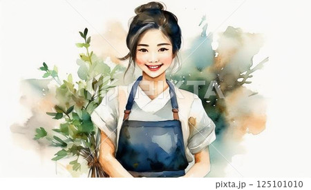 花屋で働く女性 125101010