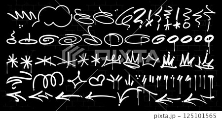 Trendy Dirty Doodle Urban Street Art Graffiti Tags And Symbols Vector Elements Set Collection 125101565