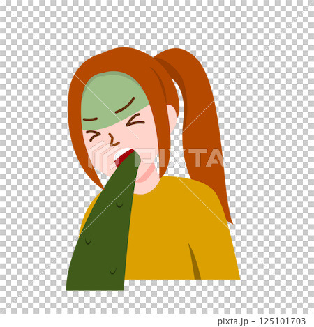 The woman is suffering from vomit, sickness, nausea and food poisoning 125101703