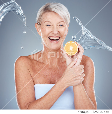 Face, lemon and skincare senior woman in studio portrait with water splash mockup for facial, antiaging glow and healthy food cosmetics. Elderly model, vitamin c lime fruit and dermatology skin care Face, lemon and skincare senior woman in studio portrait with water splash mockup for facial, antiaging glow and healthy food cosmetics. Elderly model, vitamin c lime fruit and dermatology skin care 125102336