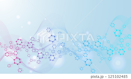 Molecular structure DNA, atom, neurons. Science concept for your design. Connected lines with dots. Medical, technology, chemistry, science background. Vector illustration 125102485