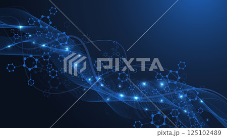 Structure molecule and communication Dna, atom, neurons. Science concept for your design. Connected lines with dots. Medical, technology, chemistry, science background. Vector illustration. 125102489