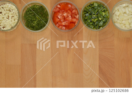 Chopped vegetables 125102686