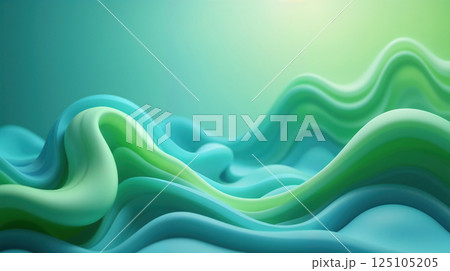 Vibrant 3D abstract with fluid green and blue waves 125105205