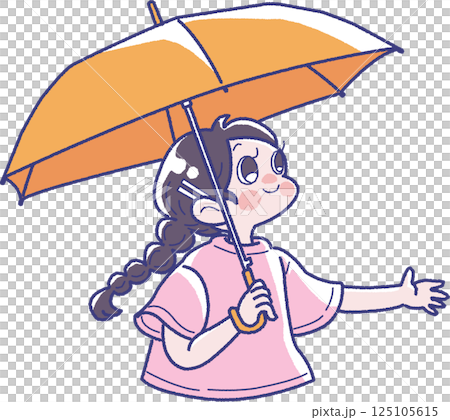傘をさす女の子のイラスト 125105615