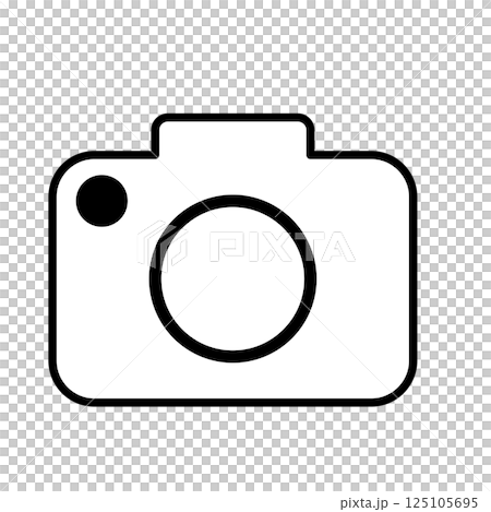カメラシンプルイラスト　白黒 125105695