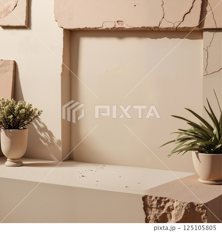 Minimalist indoor setting with natural elements 125105805