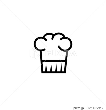Simple black outline vector icon of a chef's toque or hat. 125105947