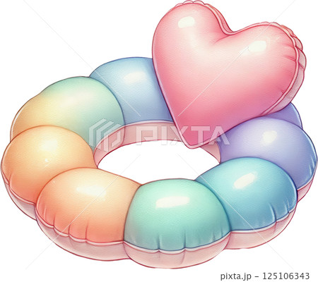 Heart shaped pool float in pastel colors 125106343