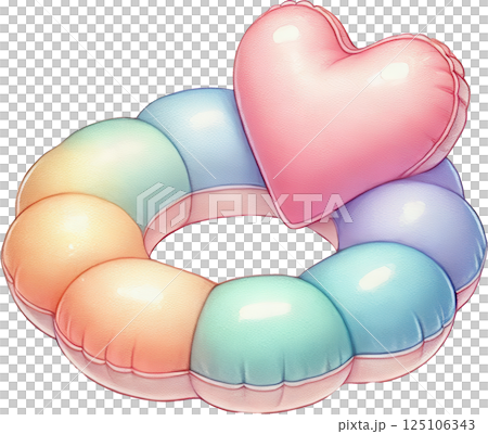 Heart shaped pool float in pastel colors 125106343