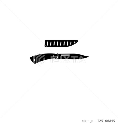 Army Military Knife, Hunting Blade Holster Solid Flat Vector Icon Isolated on White Background 125106845