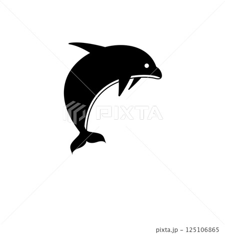 Dolphin Jumped, Sea Animal Silhouette Solid Flat Vector Icon Isolated on White Background Dolphin Jumped, Sea Animal Silhouette Solid Flat Vector Icon Isolated on White Background 125106865