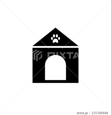 Doghouse, Dog Kennel, Animal House Solid Flat Vector Icon Isolated on White Background 125106886