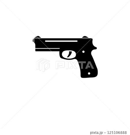 Gun Silhouette, Army Handgun, Pistol Solid Flat Vector Icon Isolated on White Background Gun Silhouette, Army Handgun, Pistol Solid Flat Vector Icon Isolated on White Background 125106888