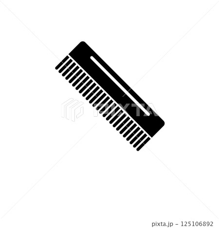 Barbershop Comb, Hairdresser Hairbrush Solid Flat Vector Icon Isolated on White Background 125106892