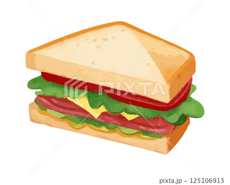 サンドイッチの水彩風イラスト　生成AI 125106913