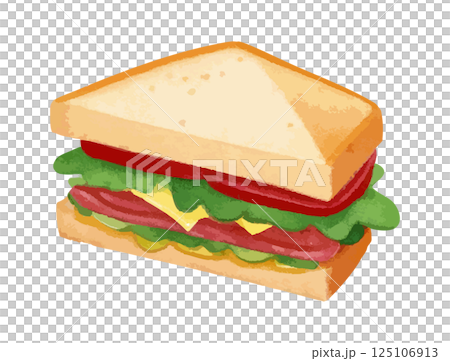 サンドイッチの水彩風イラスト　生成AI 125106913