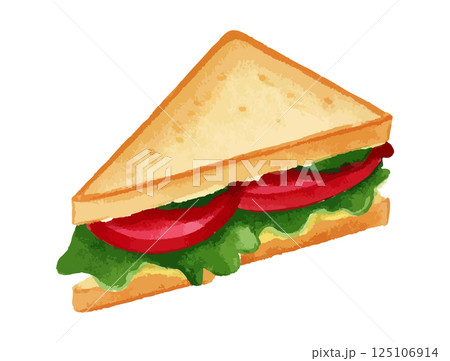 サンドイッチの水彩風イラスト　生成AI 125106914