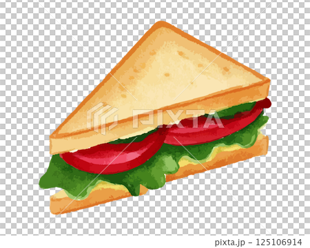 サンドイッチの水彩風イラスト　生成AI 125106914