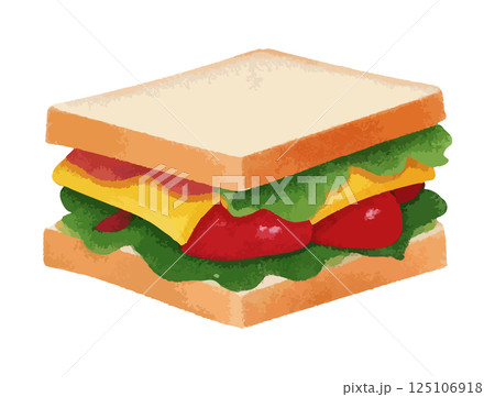 サンドイッチの水彩風イラスト　生成AI 125106918