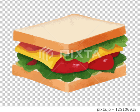 サンドイッチの水彩風イラスト　生成AI 125106918