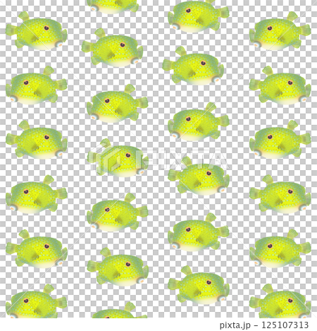 かわいいハコフグのパターンイラスト 125107313