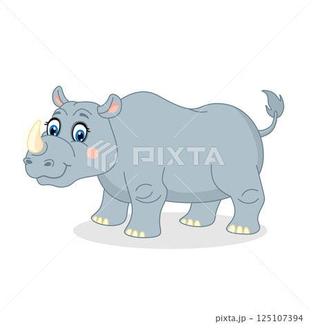 Cartoon Illustration Of A Rhinoceros kind animal on white background 125107394