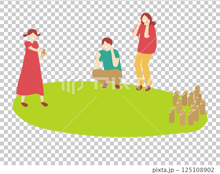 Illustration of a family cheering on their child playing a new sport originating in Finland 125108902