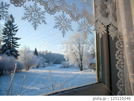 winter landscape with snow covered trees winter landscape with snow covered trees 125110246