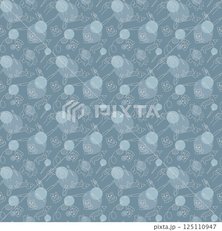 Seamless pattern with amigurumi knitting and animals color. Illustration for your projects. Seamless pattern with amigurumi knitting and animals color. Illustration for your projects. 125110947