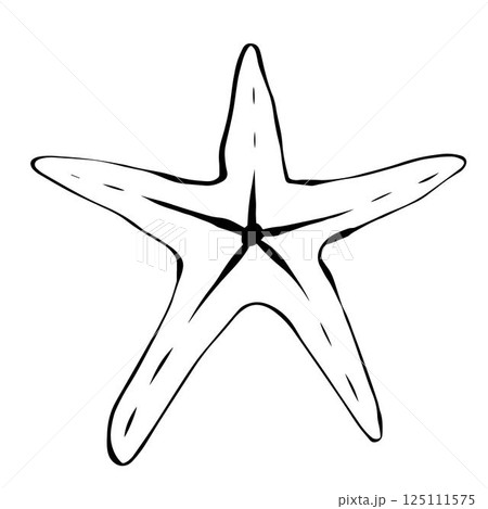 Starfish Silhouette Image isolated on White Background. Vector graphic line ink suitable for website and application design needs. website and application design related to starfish. 125111575