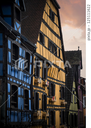 Half-timbered medieval houses in Riquewihr, Alsace, France 125111622