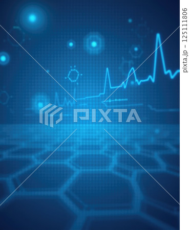 Blue heart rate abstract digital background with glowing tech effects Blue heart rate abstract digital background with glowing tech effects 125111806