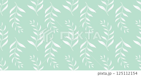 White silhouette of foliage branches on light green background 125112154