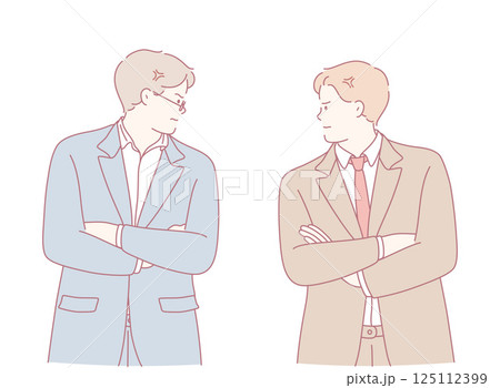 Business professionals are currently engaged in a disagreement that reflects their challenges 125112399