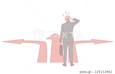 Navigating Career Choices A Businessman Facing a Critical Crossroads in Life and Work 125112462