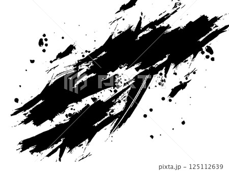 Abstract Black and White Grunge Brush Stroke Texture. Grungy Black Brush Strokes on White Background. Illustration vector design 125112639
