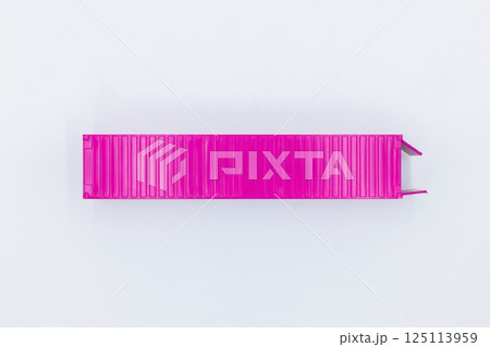 Top view pink containner model on white background, Pink container modern industrial shipping equipment, Pink shipping cargo container on white background transportation ship delivery logistics and 125113959